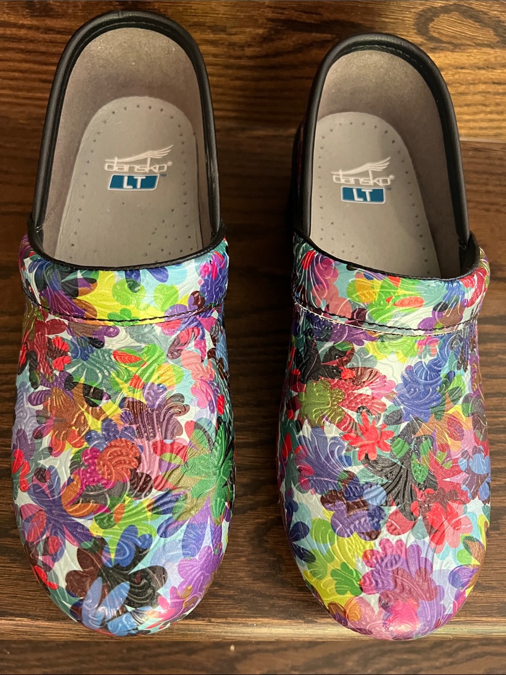 Dansko Multicolor Floral Leather Clogs